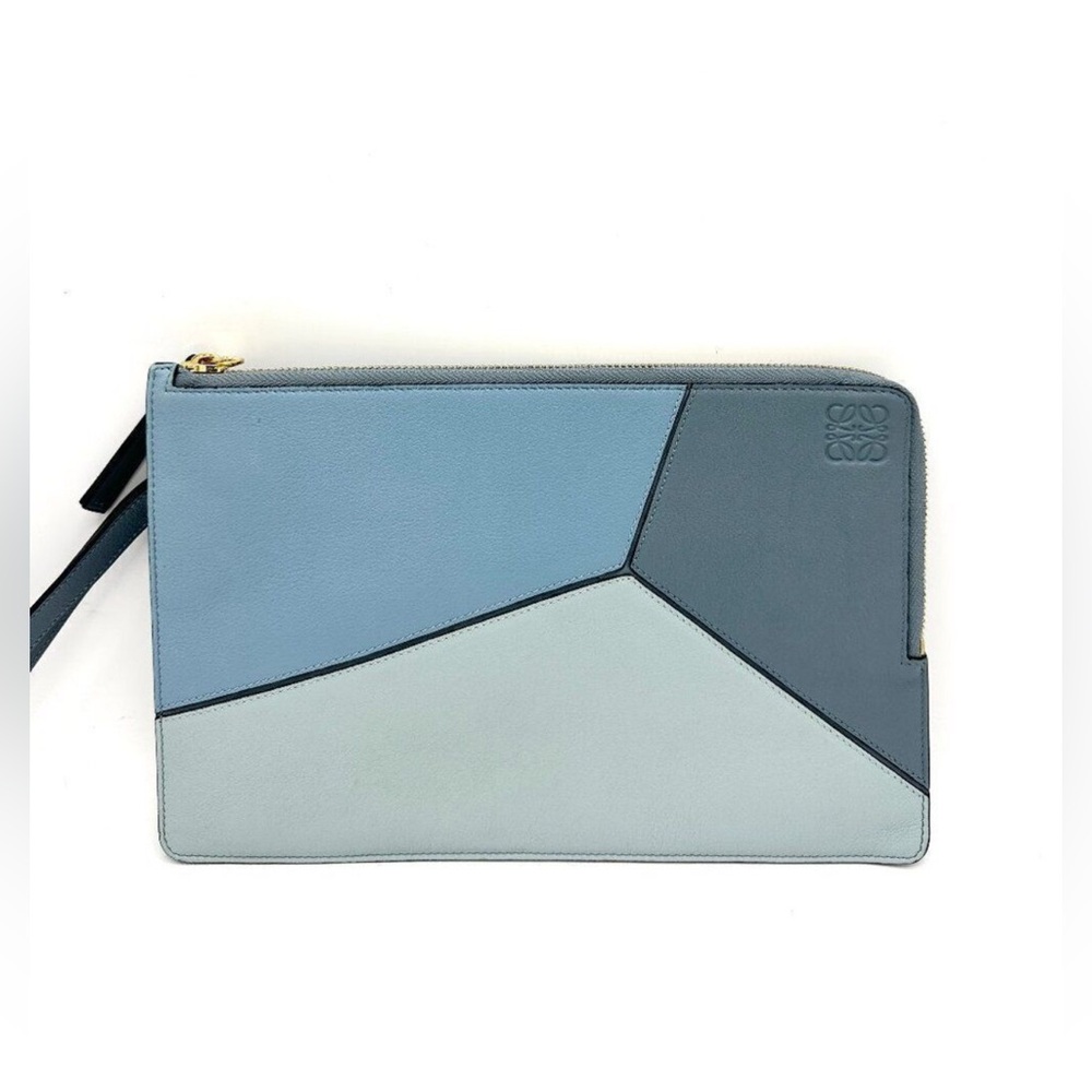 Loewe Multi Blues Puzzle Zip clutch w/ wristlet